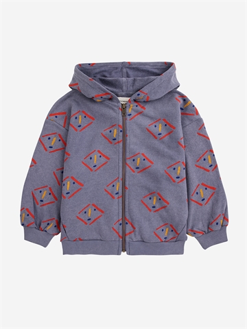 Bobo Choses Mask All Over Zipped Hoodie Prussian Blue